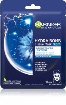 Garnier Skin Naturals hydra bomb hranilna tekstilna maska za čez noč. Foto: notino.si